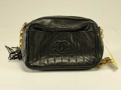CHANEL Lambskin Tassel Chain Shoulder Bag, Vertical Stitch, No. 2