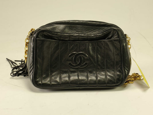 CHANEL Lambskin Tassel Chain Shoulder Bag, Vertical Stitch, No. 2