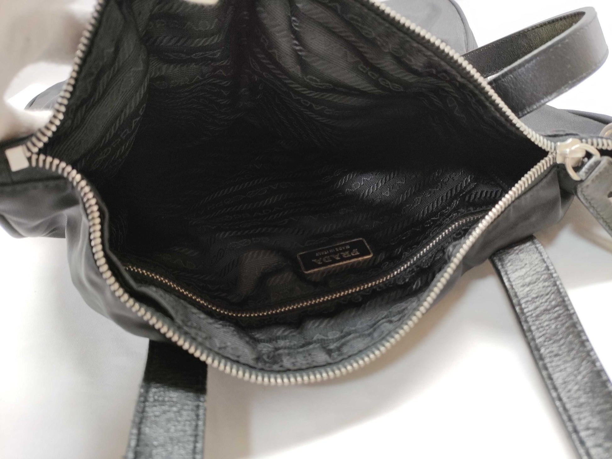 PRADA nylon and leather tote bag