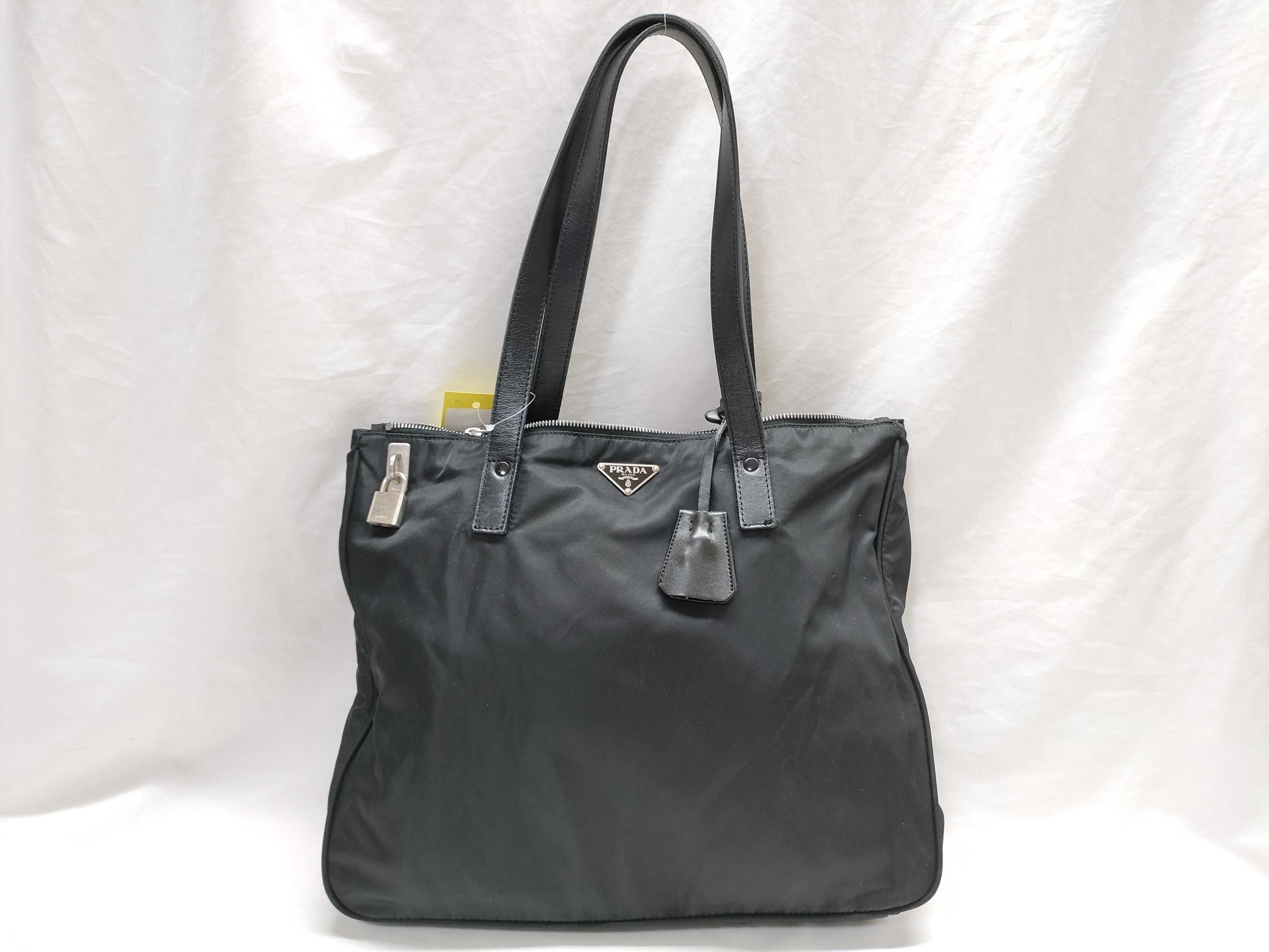 PRADA nylon and leather tote bag