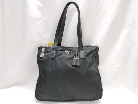 PRADA nylon and leather tote bag