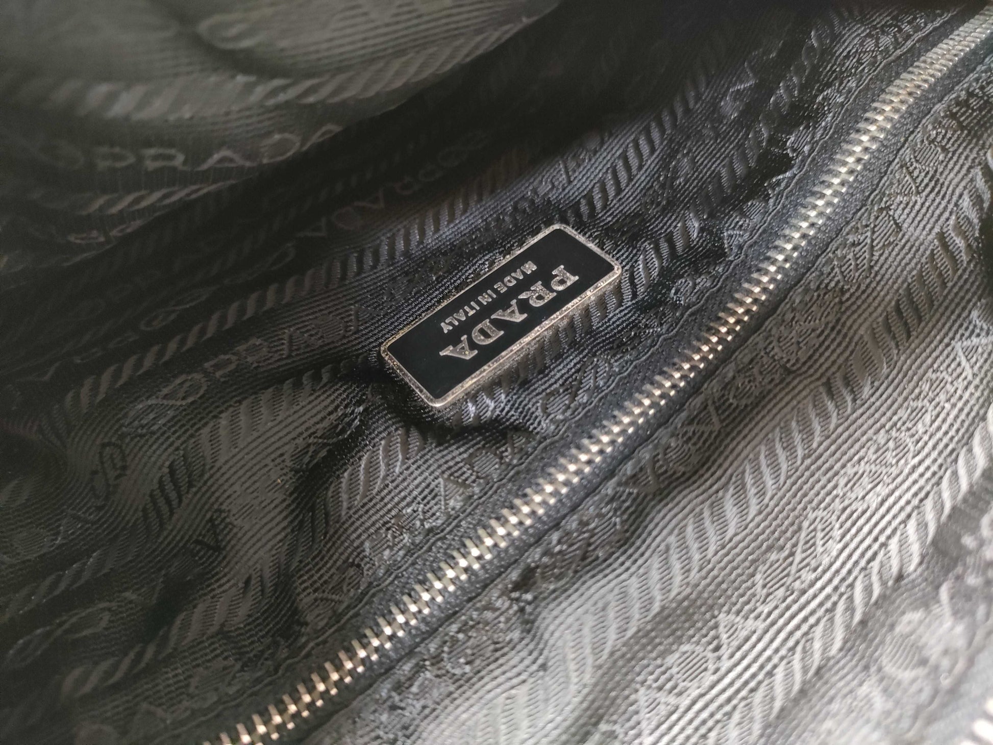 PRADA nylon and leather tote bag