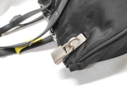 PRADA nylon and leather tote bag