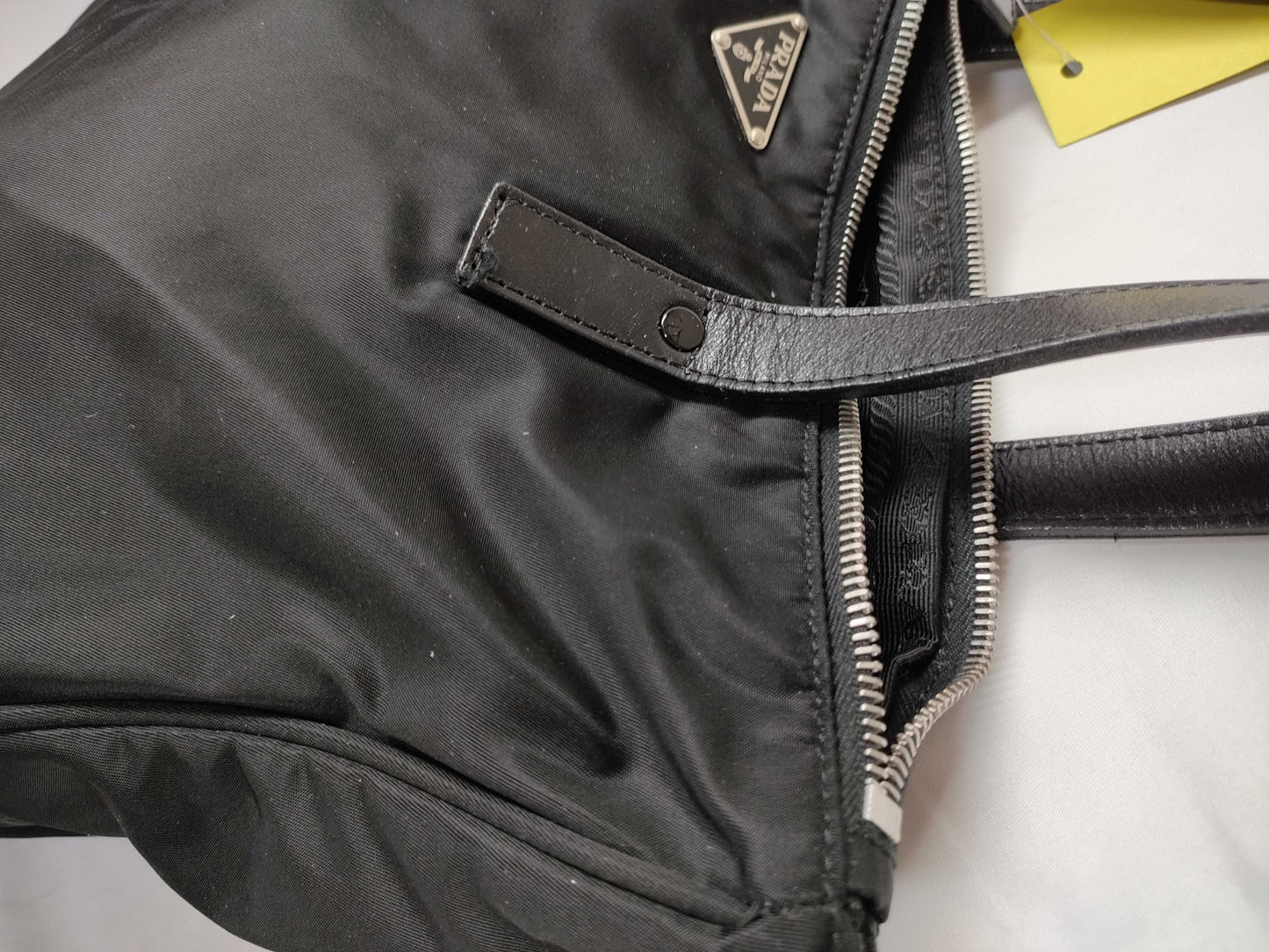 PRADA nylon and leather tote bag