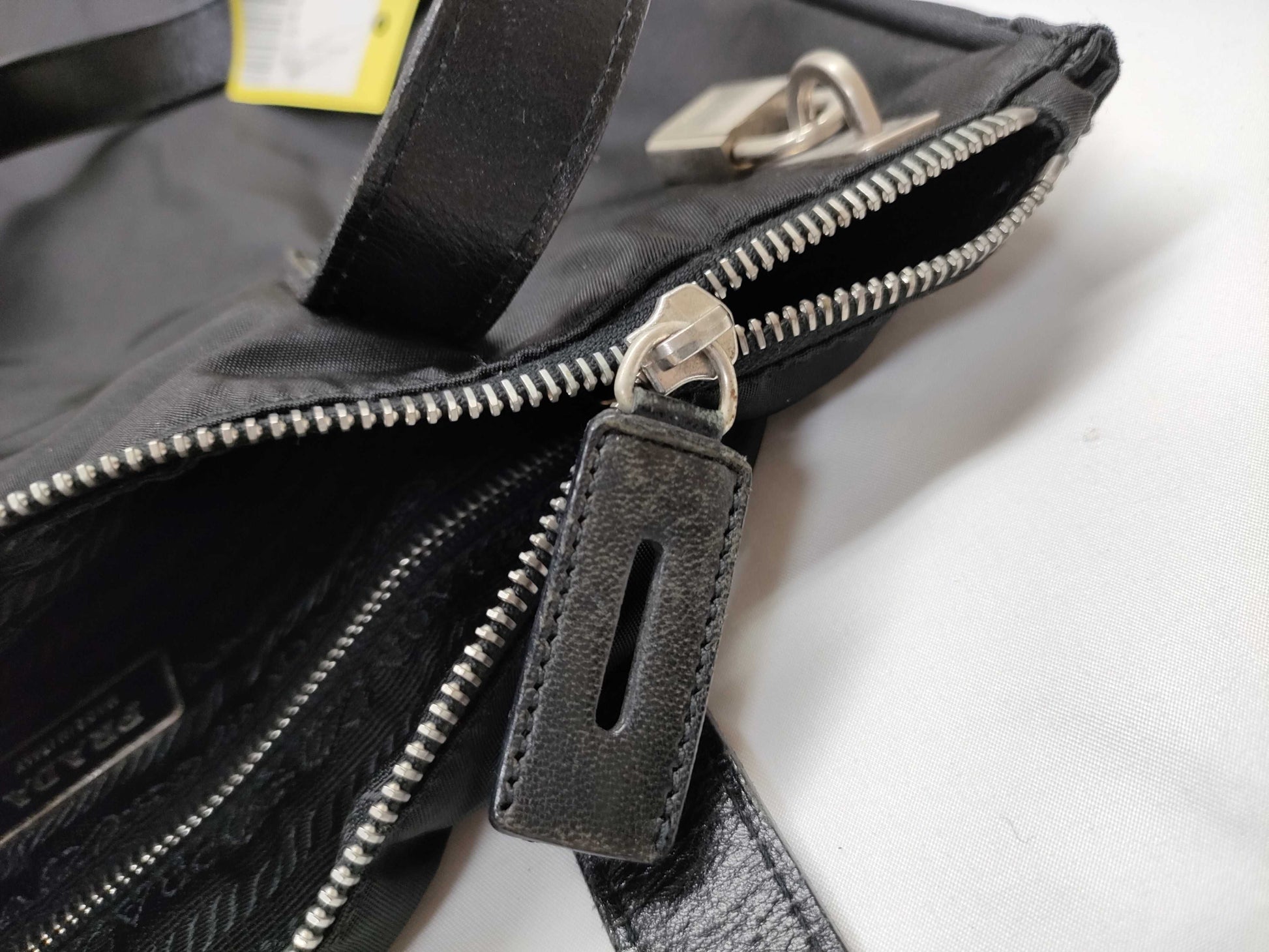 PRADA nylon and leather tote bag
