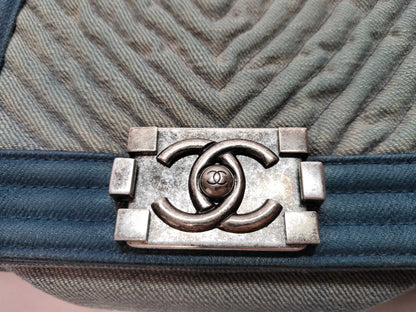 CHANEL Boy Chanel Chevron Denim Shoulder Bag 20862150