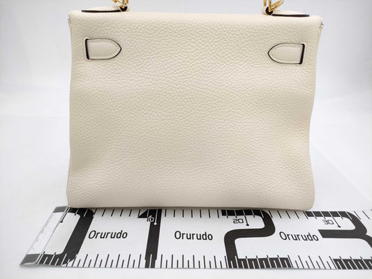 HERMES Kelly 28 Twilly Togo Nata U Stamp Handbag