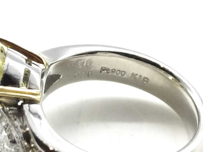 D5.590ct FD0.56ct PT900/K18 13..1g Ring 