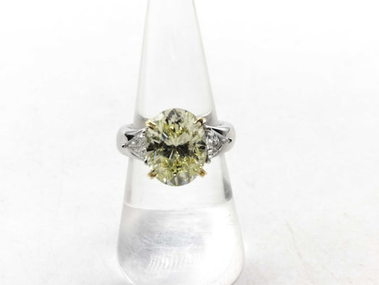 D5.590ct FD0.56ct PT900/K18 13..1g Ring 