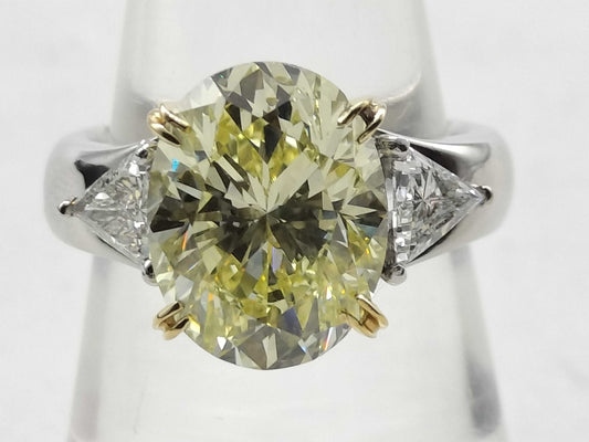 D5.590ct FD0.56ct PT900/K18 13..1g Ring 