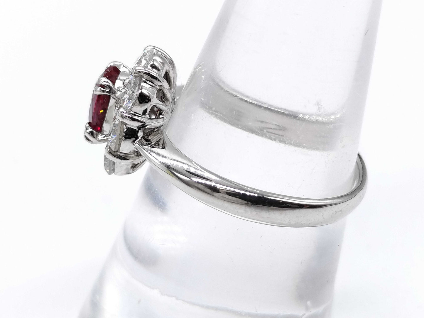 Pigeon Blood R1.12ct D1.03ct Pt900 5.4g Ring 