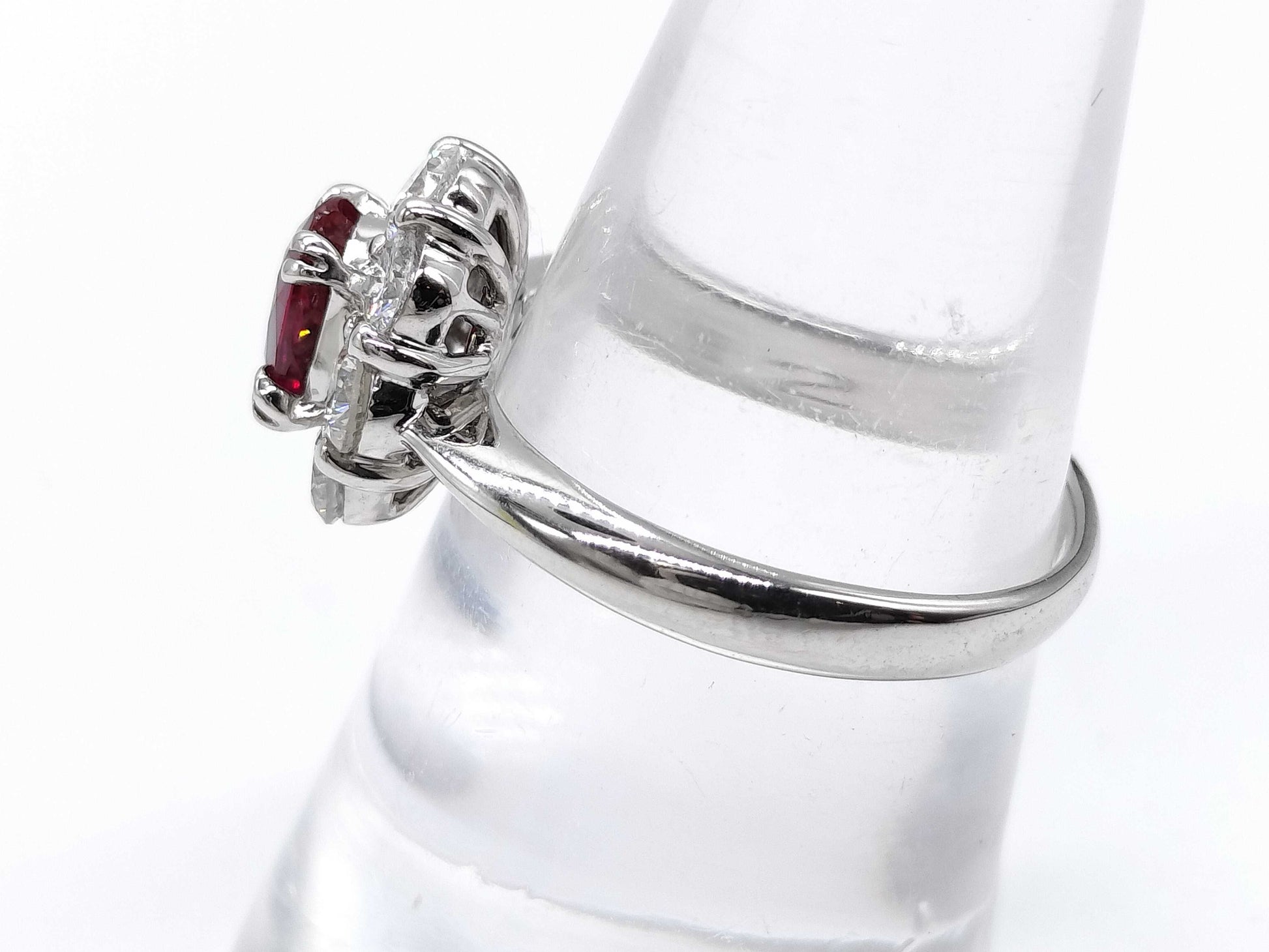Pigeon Blood R1.12ct D1.03ct Pt900 5.4g Ring 