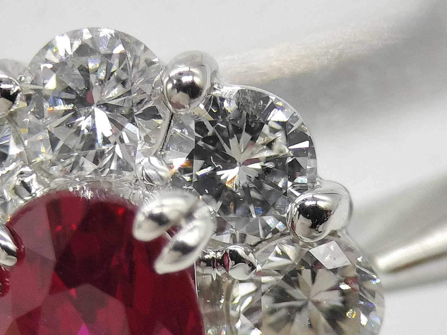Pigeon Blood R1.12ct D1.03ct Pt900 5.4g Ring 