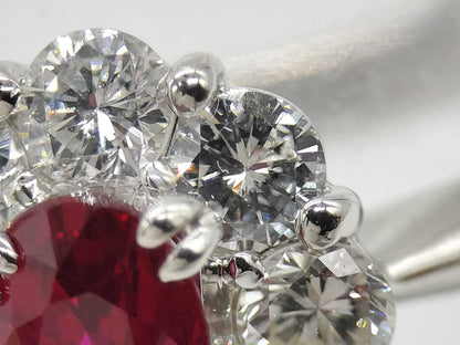 Pigeon Blood R1.12ct D1.03ct Pt900 5.4g Ring 