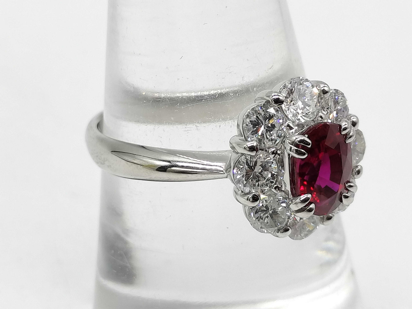 Pigeon Blood R1.12ct D1.03ct Pt900 5.4g Ring 