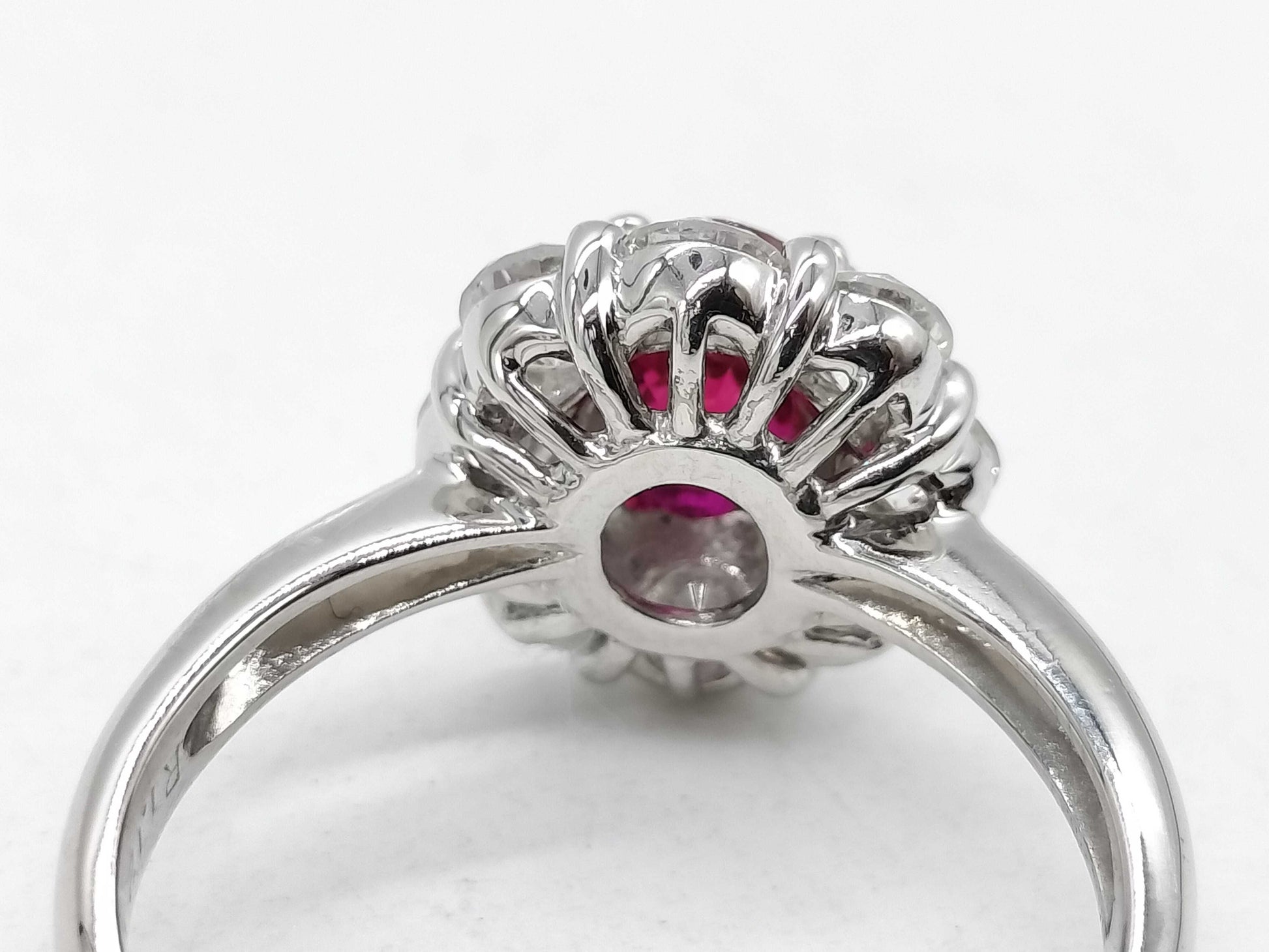 Pigeon Blood R1.12ct D1.03ct Pt900 5.4g Ring 