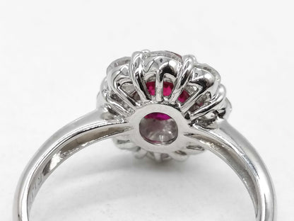 Pigeon Blood R1.12ct D1.03ct Pt900 5.4g Ring 