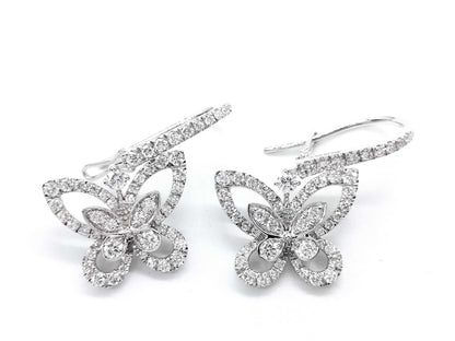 GRAFF Butterfly Pave Diamond WG Au750 4.8g Earrings 