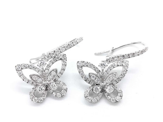 GRAFF Butterfly Pave Diamond WG Au750 4.8g Earrings 