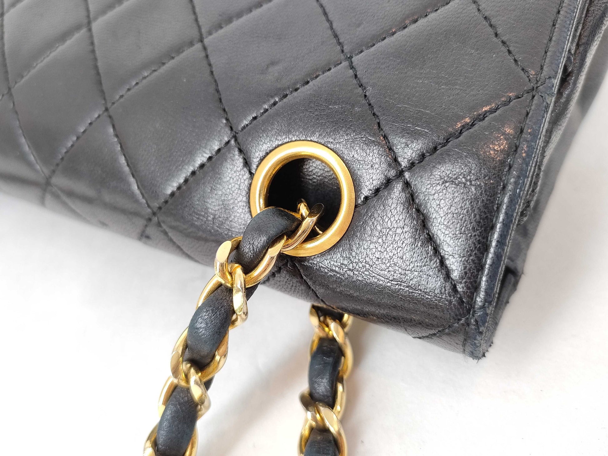 CHANEL Lambskin Double Flap Double Chain Shoulder Bag, No. 1