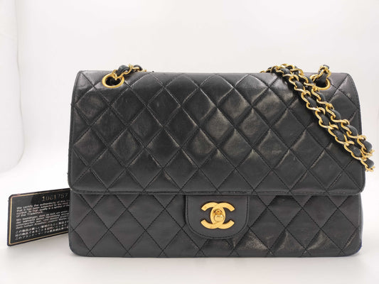 CHANEL Lambskin Double Flap Double Chain Shoulder Bag, No. 1