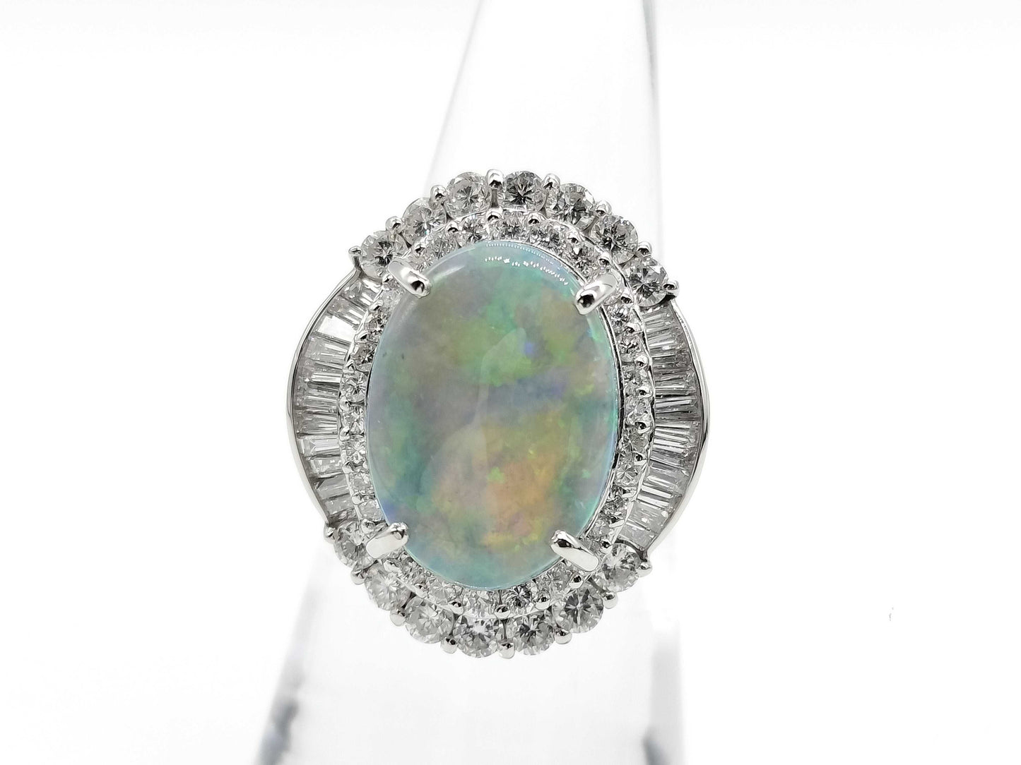 Black Opal 5.50ct D1.481ct PT900 14.3g Ring 