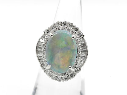 Black Opal 5.50ct D1.481ct PT900 14.3g Ring 