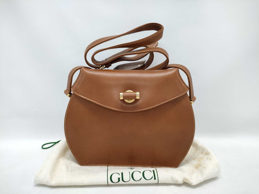 GUCCI Old Leather Shoulder Turnlock Shoulder Bag