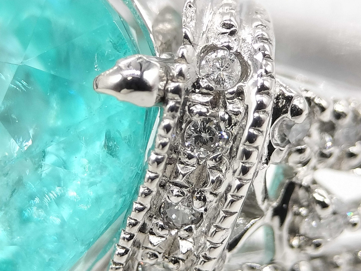 Paraiba Tourmaline 5.101ct D0.21ct K18WG 7.0g Ring 