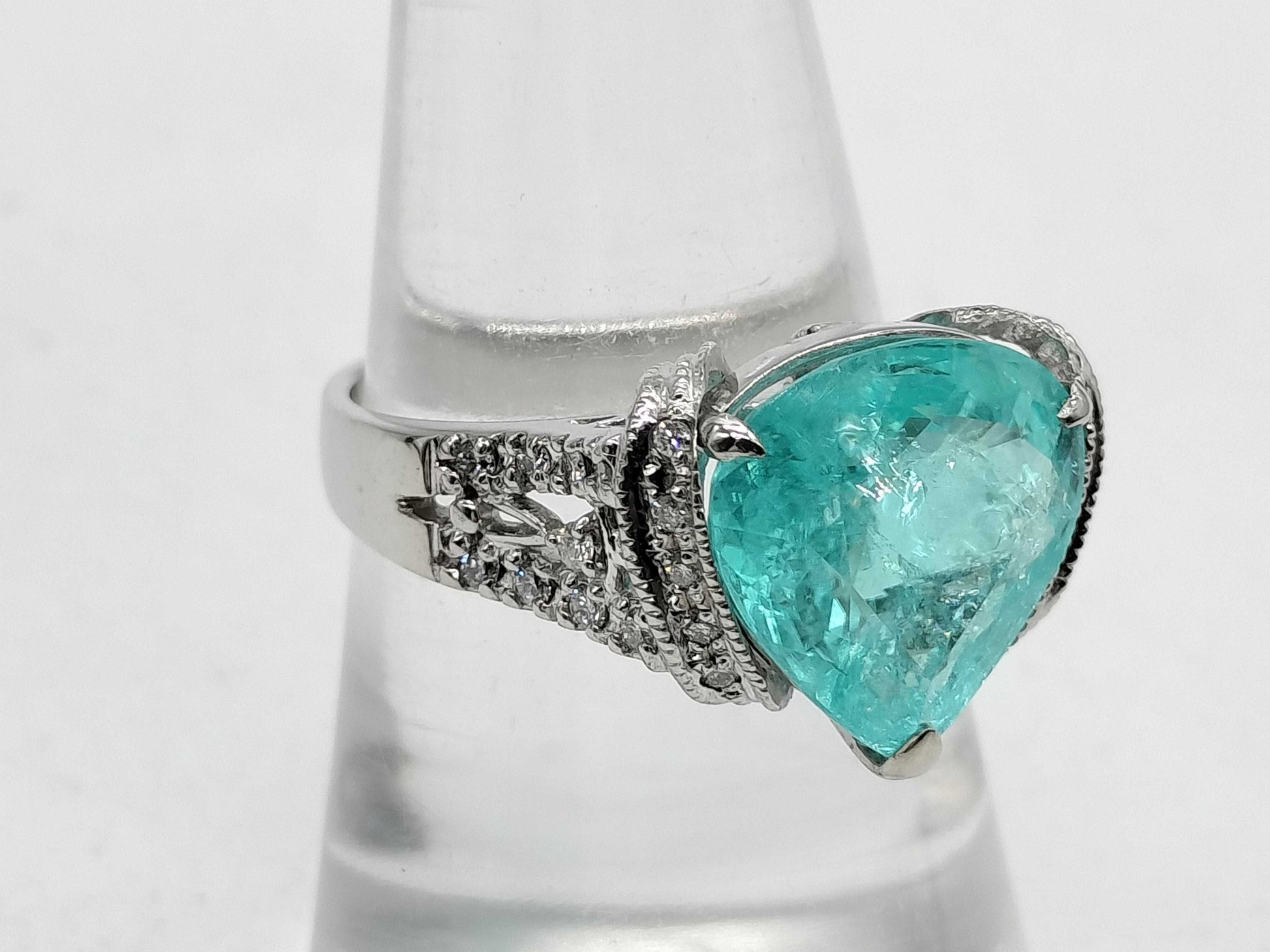 Paraiba Tourmaline 5.101ct D0.21ct K18WG 7.0g Ring 