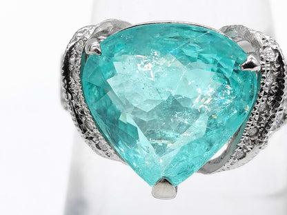 Paraiba Tourmaline 5.101ct D0.21ct K18WG 7.0g Ring 