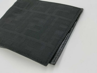 FENDI Zucca Pattern Bifold Wallet with Card Slots and Billfold, Black