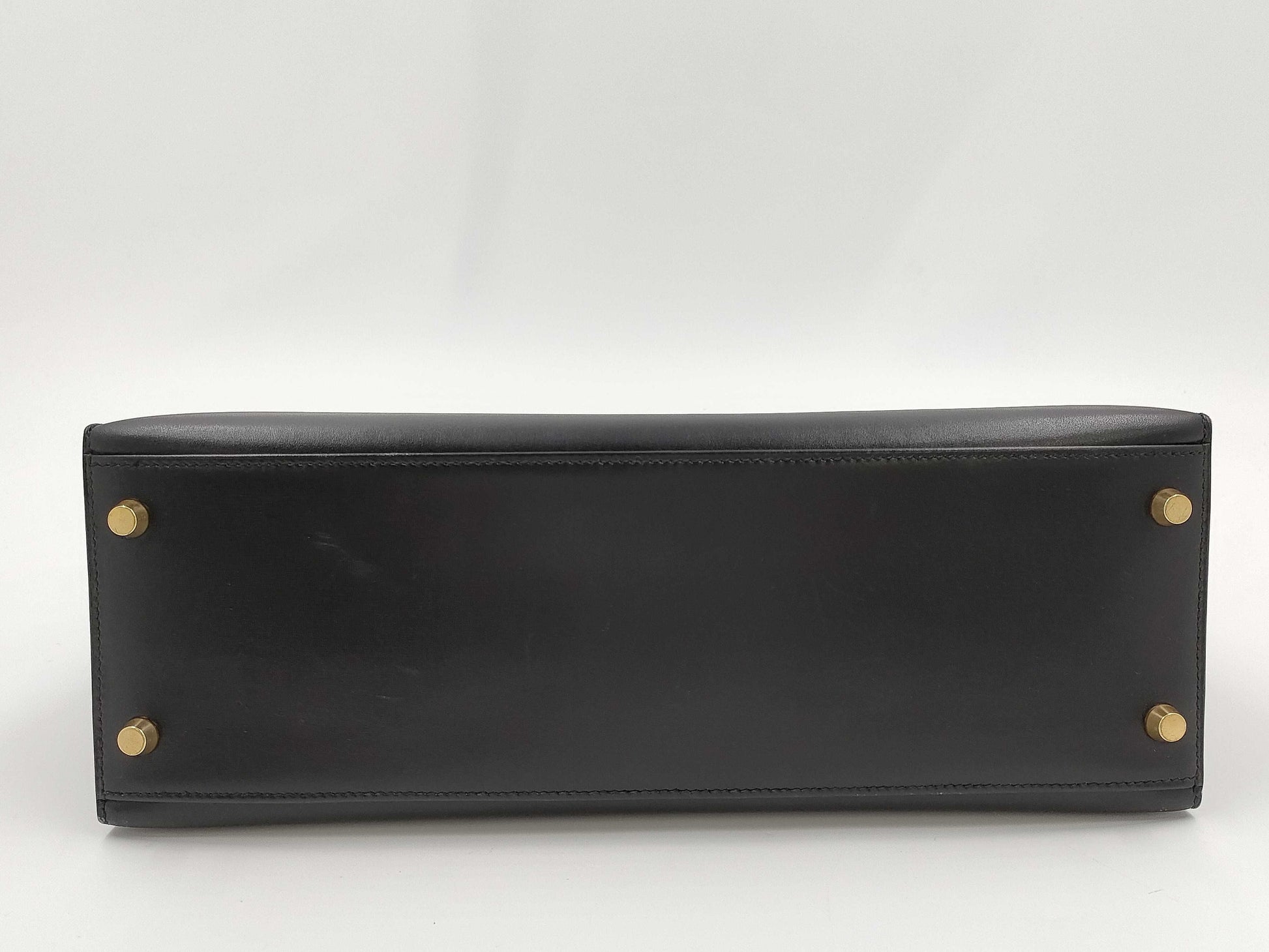 HERMES Kelly 32 Box Calf Leather Black GD Hardware 〇A Stamp Handbag