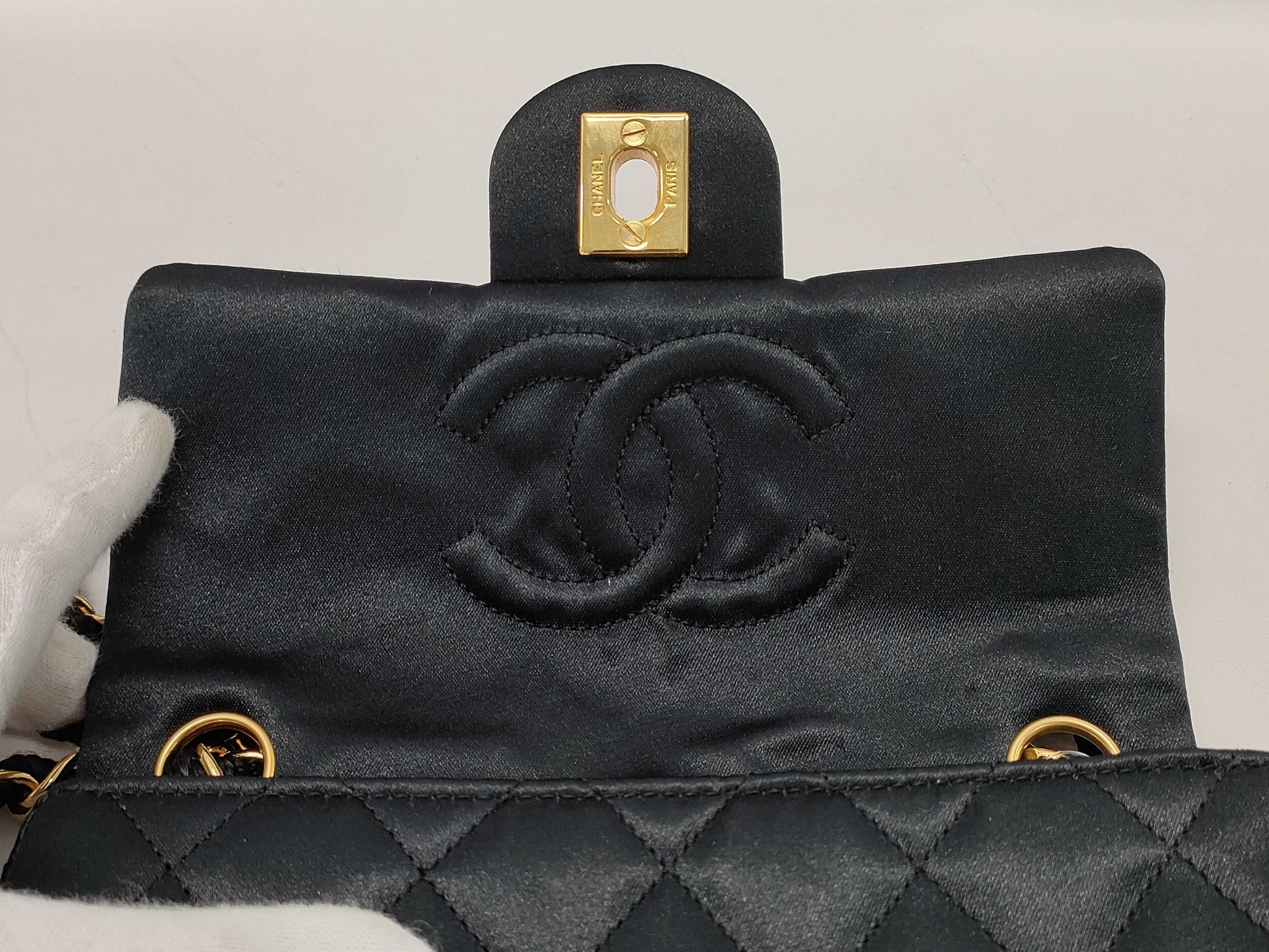 CHANEL Mini Matelasse Vintage Satin Shoulder Bag