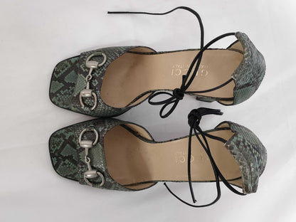 GUCCI Python print heeled sandals