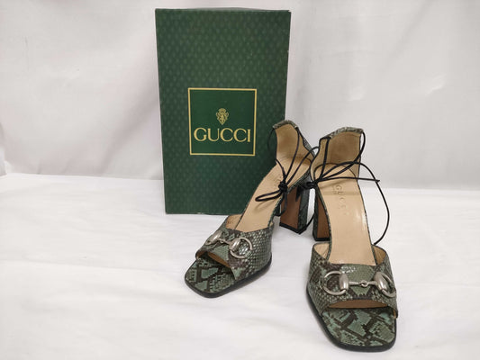 GUCCI Python print heeled sandals