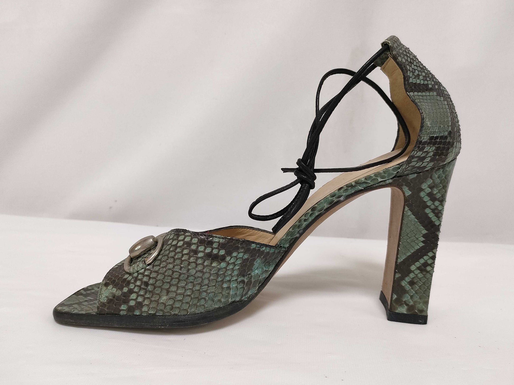 GUCCI Python print heeled sandals