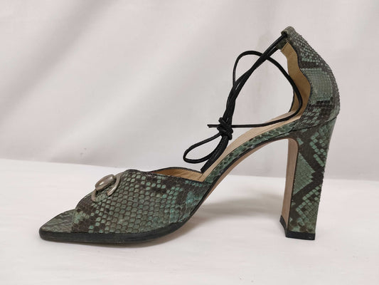 GUCCI Python print heeled sandals