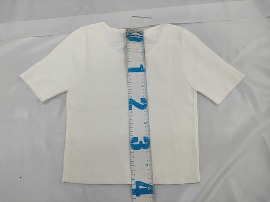 CHANEL Knit Sweater Coco Chanel Short Sleeve White Top