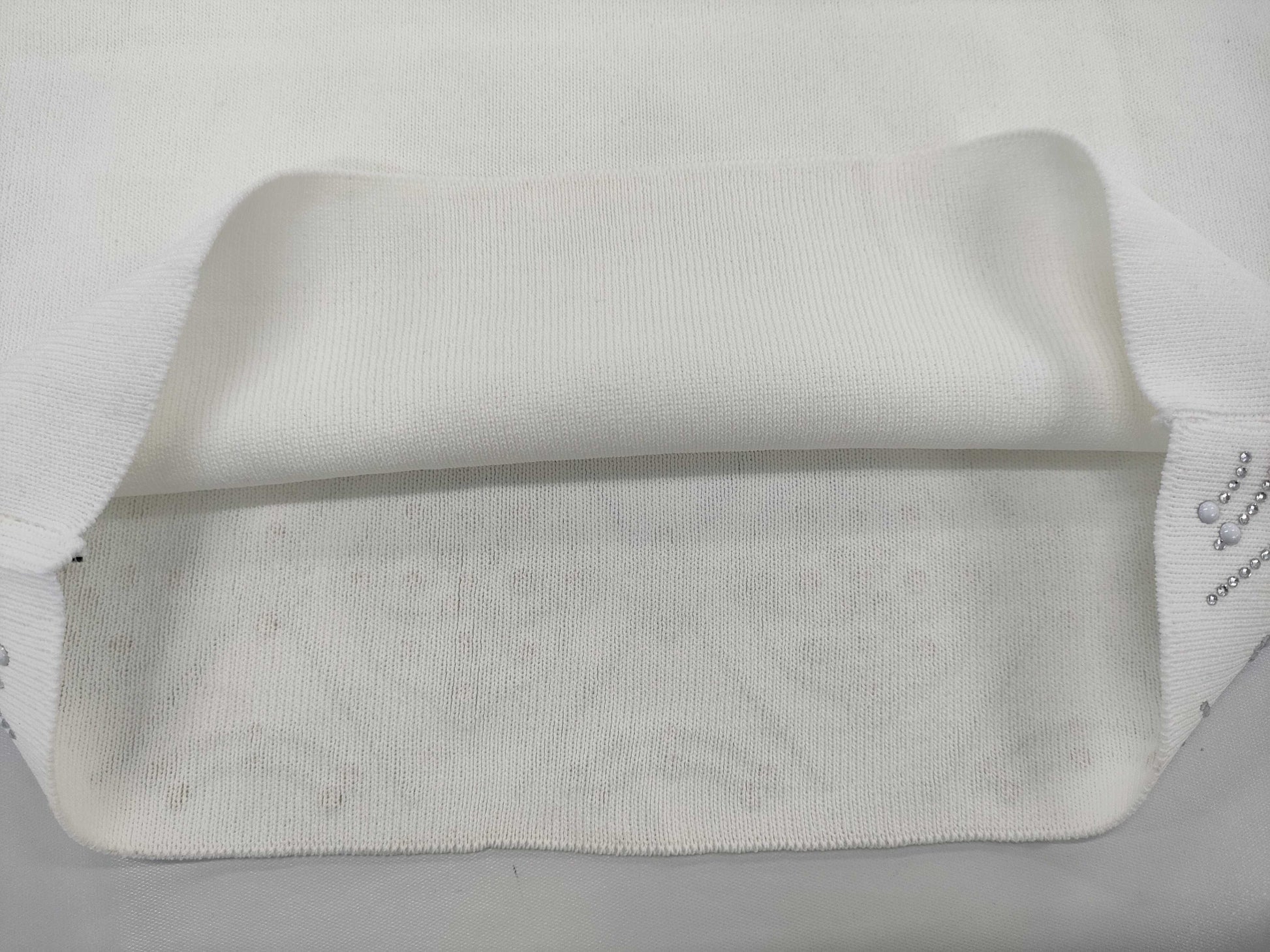 CHANEL Knit Sweater Coco Chanel Short Sleeve White Top