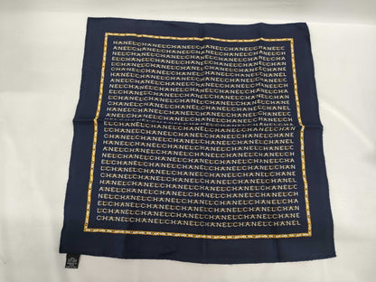 CHANEL Silk Handkerchief Logo Scarf