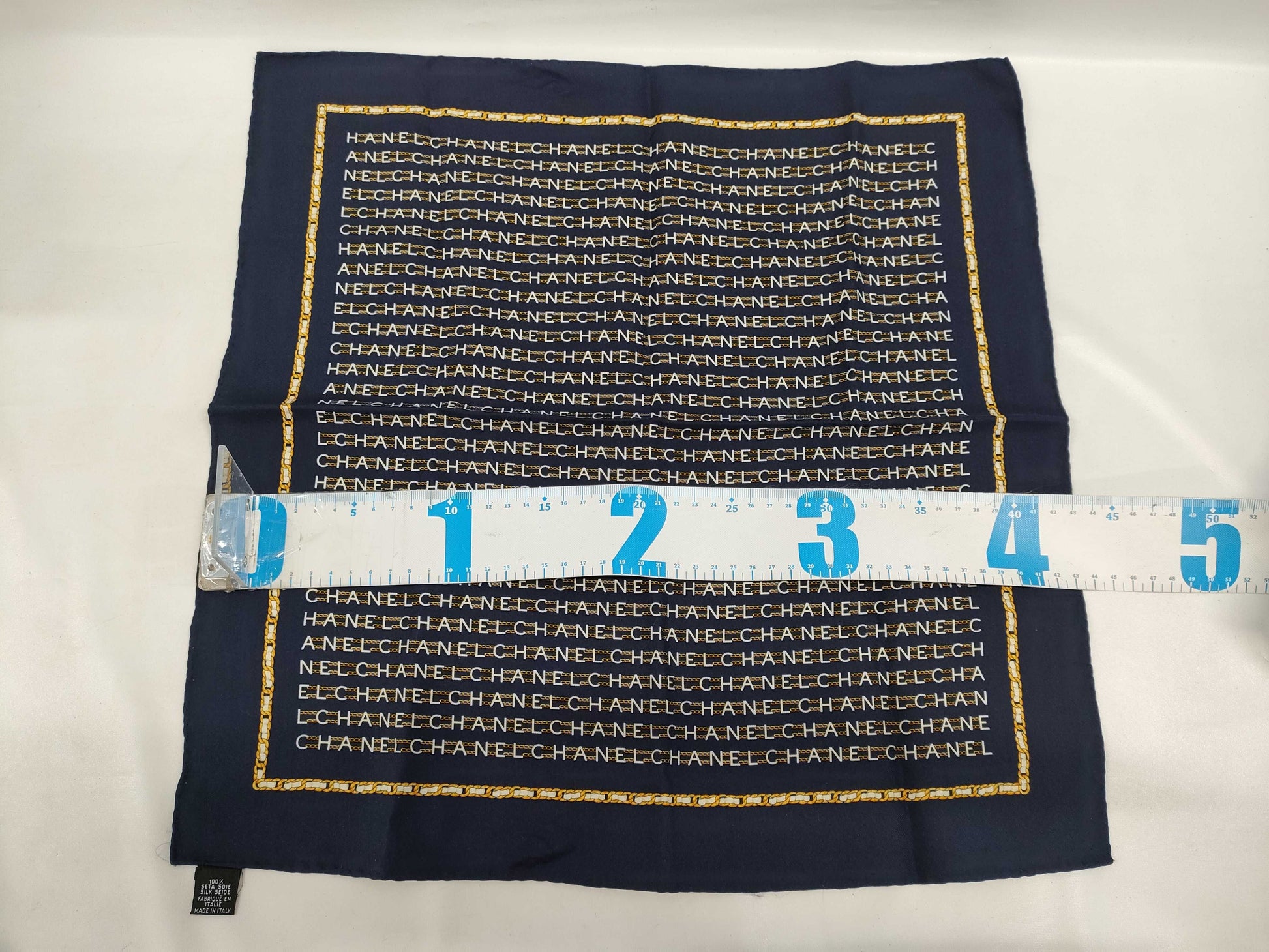 CHANEL Silk Handkerchief Logo Scarf