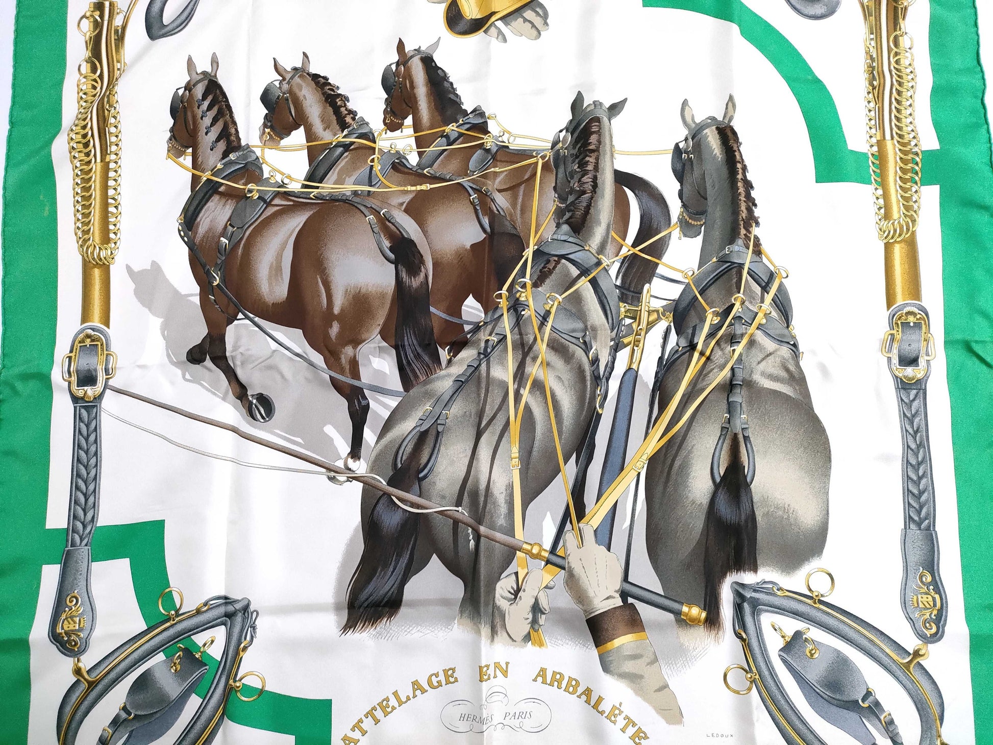 HERMES Carré 90 ATTELAGE EN ARBALETE Scarf
