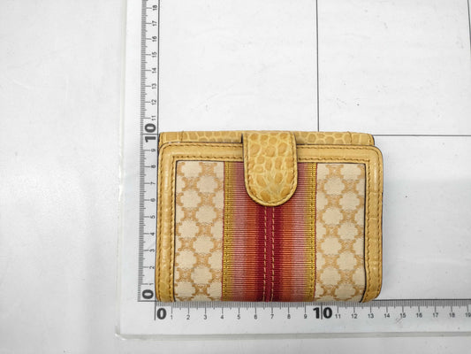 CELINE Macadam Canvas x Crocodile Embossed Bifold Wallet Yellow Wallet