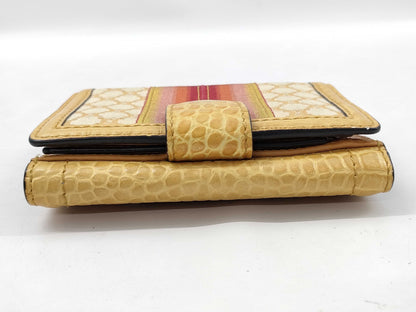 CELINE Macadam Canvas x Crocodile Embossed Bifold Wallet Yellow Wallet