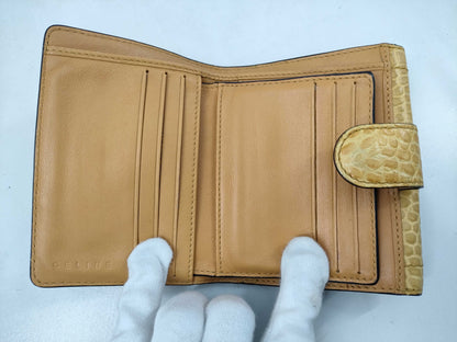 CELINE Macadam Canvas x Crocodile Embossed Bifold Wallet Yellow Wallet