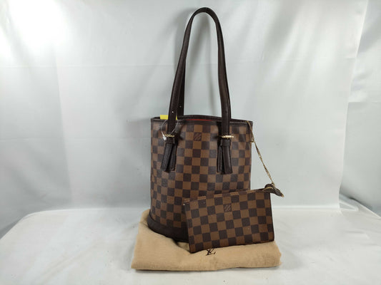 LOUIS VUITTON N42240 Damier Bucket PM Tote Bag with Pouch