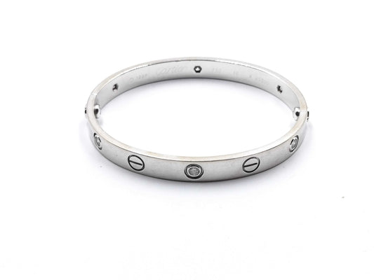 Cartier Old-Style Love Bracelet #16 Half Diamond WG 750 35.2g Bracelet/Bangle 