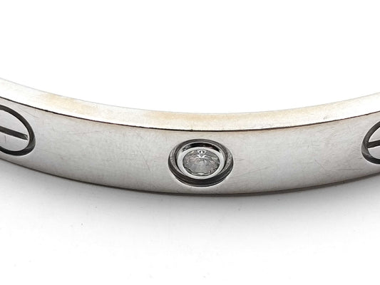 Cartier Old-Style Love Bracelet #16 Half Diamond WG 750 35.2g Bracelet/Bangle 