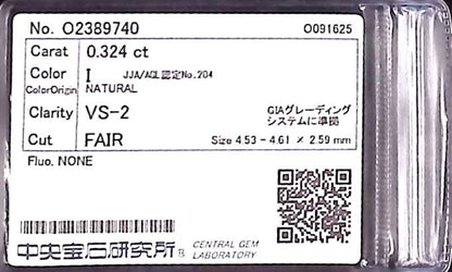 0.324ct I VS-2 FAIR/GD/FR NONE NATURAL 4.53-4.61X2.59mm Diamond Loose